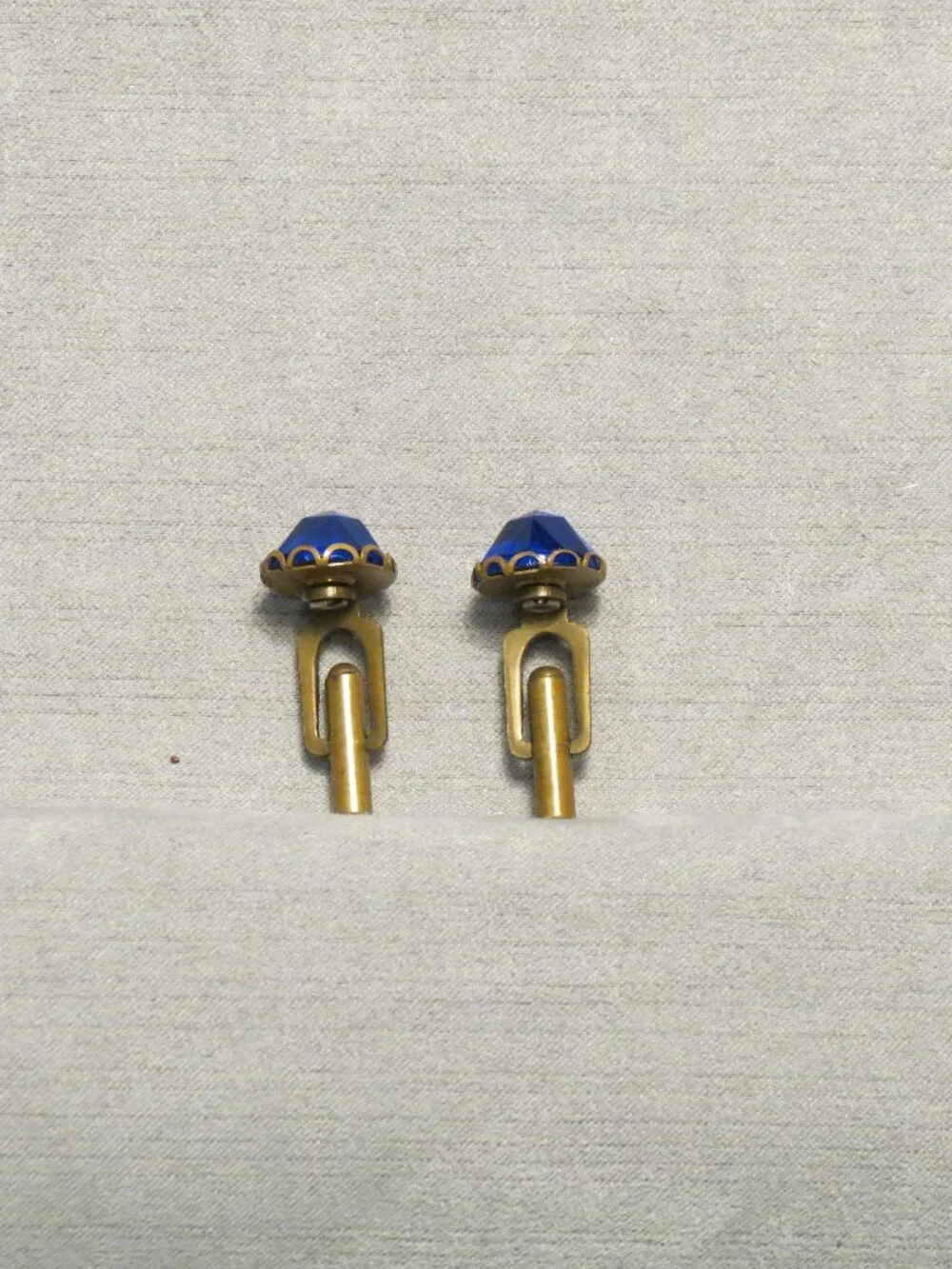 Blue and Brass Colored Metal Cufflinks